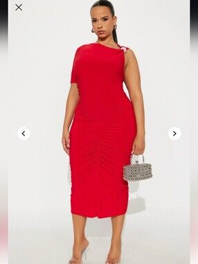 Fashion Nova Fancy Girl Midi Dress - Red 1X (NWOT)